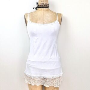 Jockey White Cami Lace Trim Layering Minimalist Soft Dainty Coquette Womens L